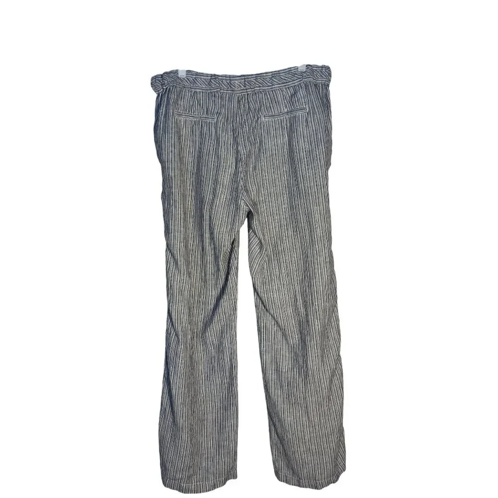 Caslon Striped 100% Linen Drawstring Pants Size L - Picture 4 of 14